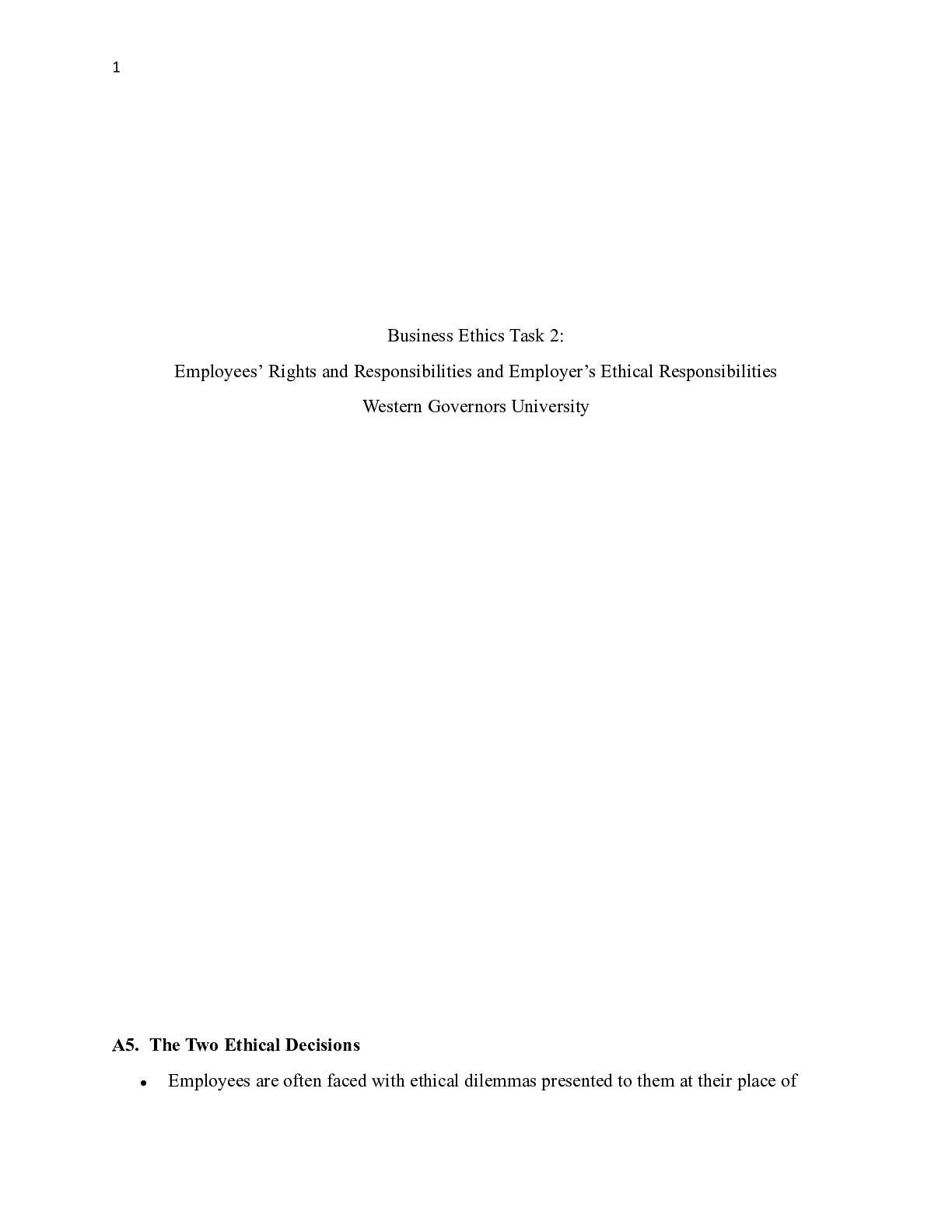 Preview of C717 Task 2 Assignment.docx    Business Ethics Task 2:  Employees Rights and Responsibilit